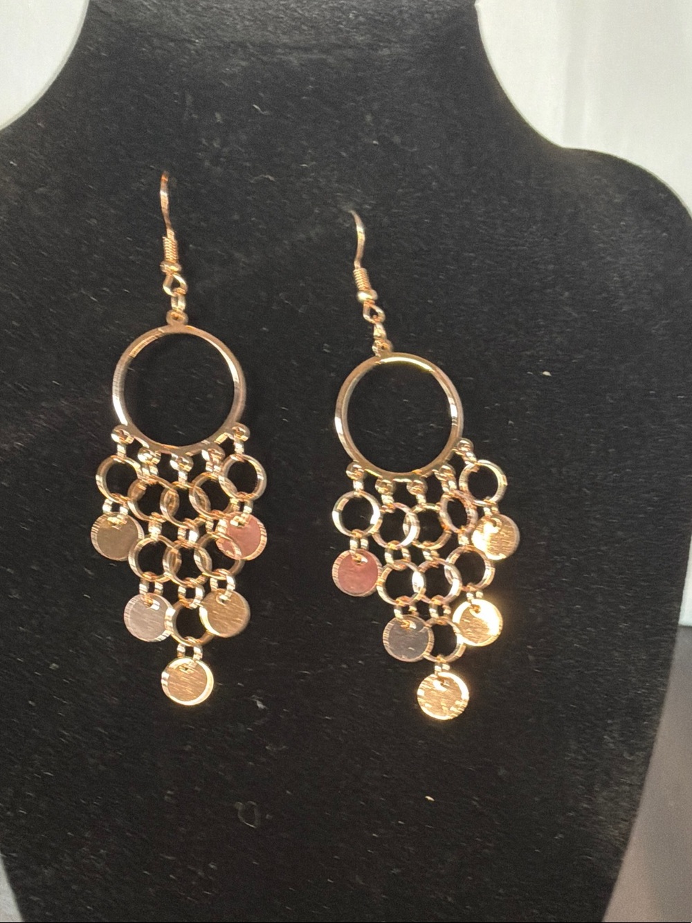Gold tone Dangle Circle Drop Earrings - Women Jewelry
